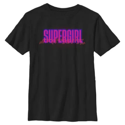 Supergirl Kids' Boy's  Cute Neon Logo  Graphic T-shirt In Black