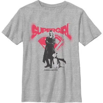 Supergirl Kids' Boy's  Kara And Krypto Graffiti  Graphic T-shirt In Gray
