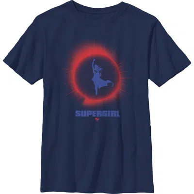 Supergirl Kids' Boy's  Kara Flying Silhouette  Graphic T-shirt In Blue