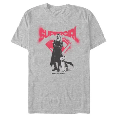 Supergirl Kara And Krypto Graffiti  Graphic T-shirt In Gray