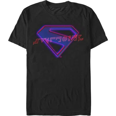 Supergirl Neon Classic Logo  Graphic T-shirt In Black