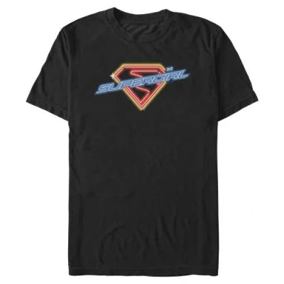 Supergirl Neon Sign Logo  Graphic T-shirt In Black