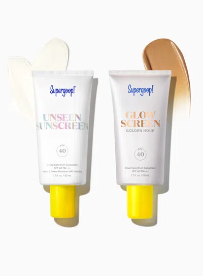 Supergoop 2-in-1 Beauty Booster Set Sunscreen Golden Hour ! In White