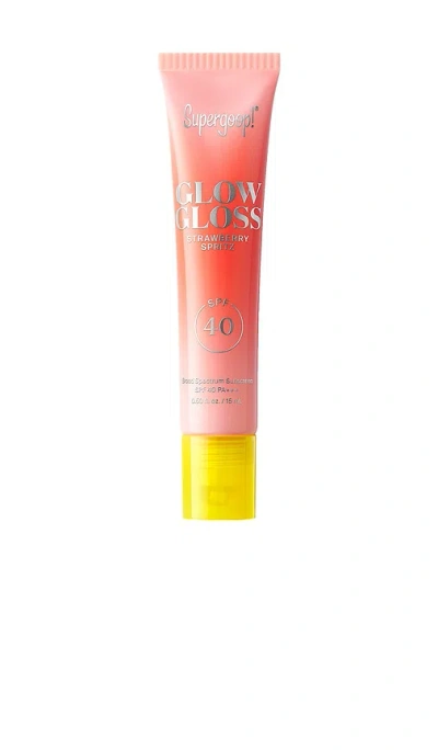 Supergoop ! Glow Gloss Spf 40 Lip Balm With Peptides And Shea Butter Strawberry Spritz 0.5 Oz/15 ml In Transparent