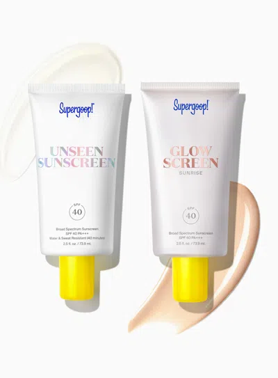 Supergoop Jumbo 2-in-1 Beauty Booster Set Sunscreen ! In White