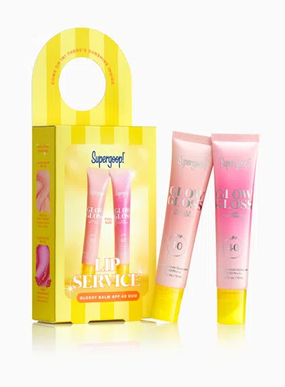 Supergoop Lip Service Glossy Balm Spf 40 Duo Sunscreen !