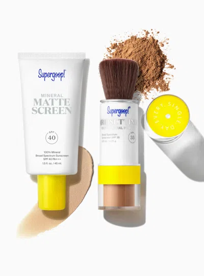 Supergoop The Matte Prime & Reapply Set Sunscreen Deep ! In White