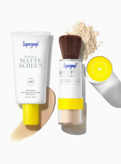 Supergoop The Matte Prime & Reapply Set Sunscreen Golden Hour / Deep !