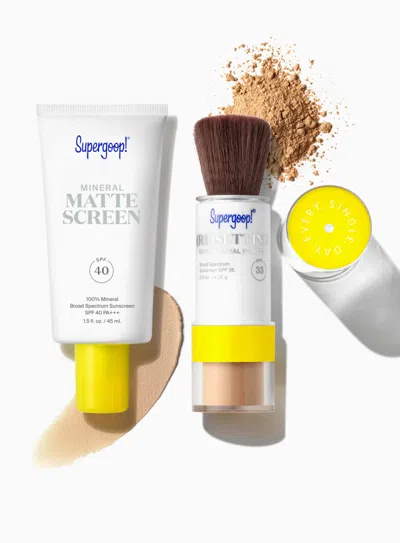 Supergoop The Matte Prime & Reapply Set Sunscreen Medium ! In White