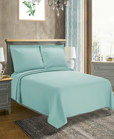 Superior 100% Cotton Diamond Solitaire All-season 3-piece Coverlet Set, Queen In Aqua