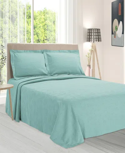 Superior 100% Cotton Paisley Matelasse All-season 2-piece Coverlet Set, Twin In Aqua