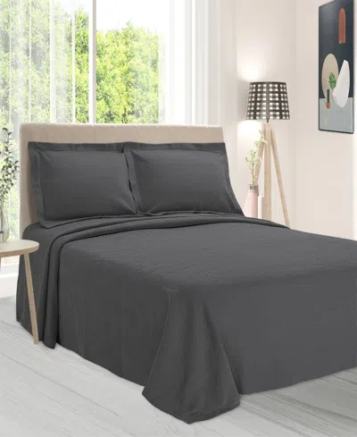 Superior 100% Cotton Paisley Matelasse All-season 3-piece Coverlet Set, Queen In Charcoal