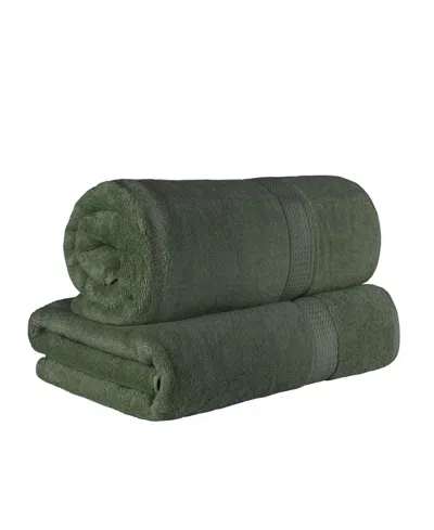 Superior 100% Egyptian Cotton 2-pc Bath Sheet Set In Forest Green