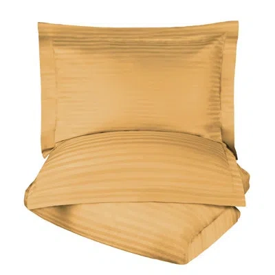 Superior 100% Egyptian Cotton Traditional Sateen Striped Luxor Treasures Duvet Cover Set In Gold