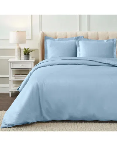 Superior 1200 Thread Count Egyptian Cotton Solid Duvet Cover Set In Blue
