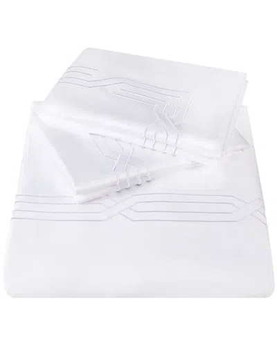 Superior 1200tc Egyptian Cotton Embroidered Geometric Scroll Duvet Cover Set