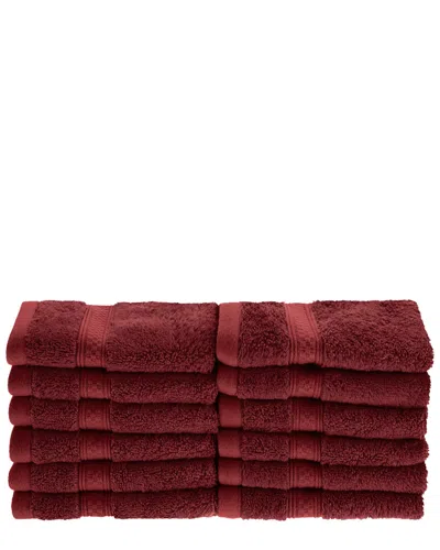 Superior 12pc Bamboo Washcloth Set In Burgundy