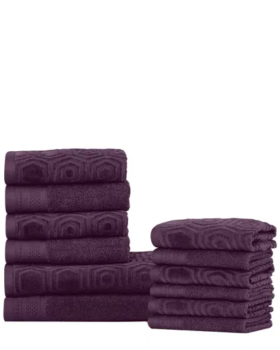 Superior 12pc Combed Cotton Towel Set In Purple