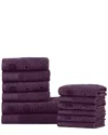 Superior 12pc Combed Cotton Towel Set In Purple