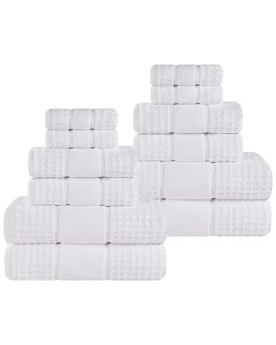 Superior 12pc Zero Twist Cotton Waffle Honeycomb Plush Soft Absorbent Towel  Set