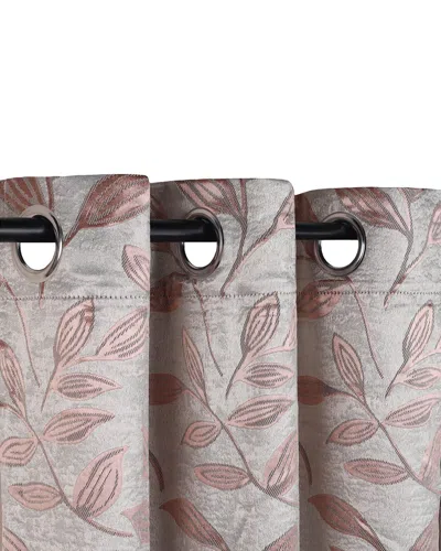 Superior 26x63 Leaves Modern Bohemian Blackout 2pc Curtain Panel Set In Bronze