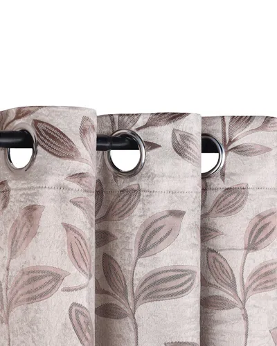 Superior 26x63 Leaves Modern Bohemian Blackout 2pc Curtain Panel Set In Bronze