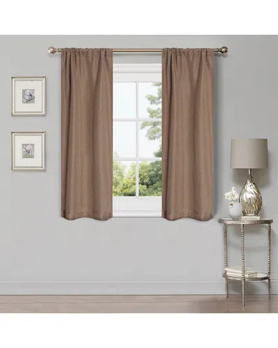 Superior 26x63 Linen-inspired Classic Modern Blackout 2pc Curtain Panel Set In Brown