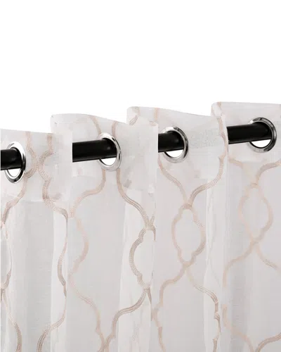 Superior 26x84 Modern Geometric Lattice Sheer 2pc Curtain Panel Set In Beige