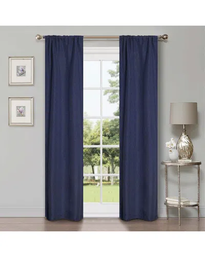 Superior 26x84 Linen-inspired Classic Modern Blackout 2pc Curtain Panel Set In Navy