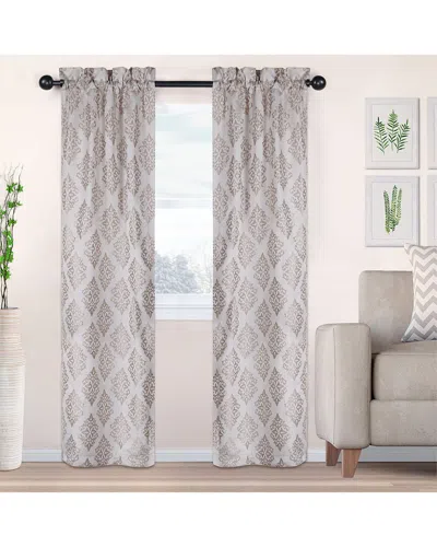 Superior 26x84 Venetian Damask Jacquard 2pc Curtain Panel Set In Metallic