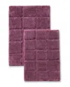 Superior Solid 2pc Checkered Non-slip Bath Rug Set