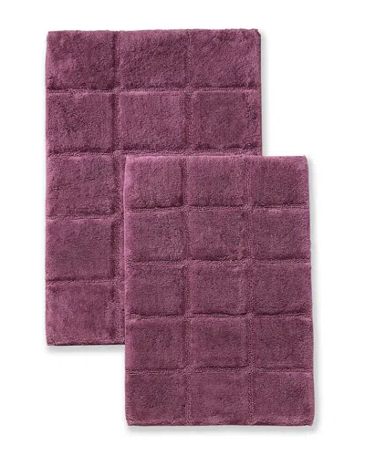 Superior Solid 2pc Checkered Non-slip Bath Rug Set