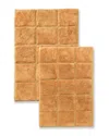 Superior Solid 2pc Checkered Non-slip Cotton Bath Rug Set In Brown