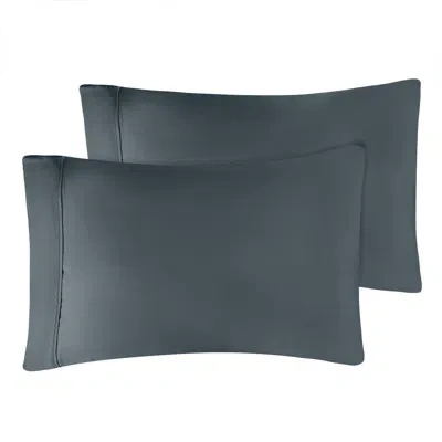 Superior 300 Thread Count 100% Rayon From Bamboo Solid Pillowcase Set In Charcoal