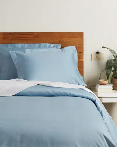 Superior 300 Thread Count Egyptian Cotton Solid Duvet Cover Set In Blue