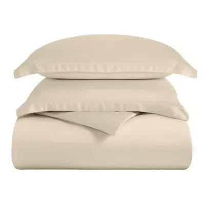 Superior 300 Thread Count Rayon From Bamboo Modern & Contemporary 3 Piece Duvet Cover Set In Ivory