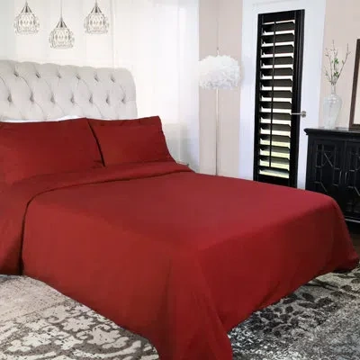 Superior 300-thread Count 100% Cotton Percale Duvet Cover Set In Burgundy
