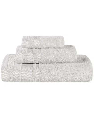 Superior 3pc Zero Twist Cotton Dobby Border Plush Soft Absorbent Towel Set