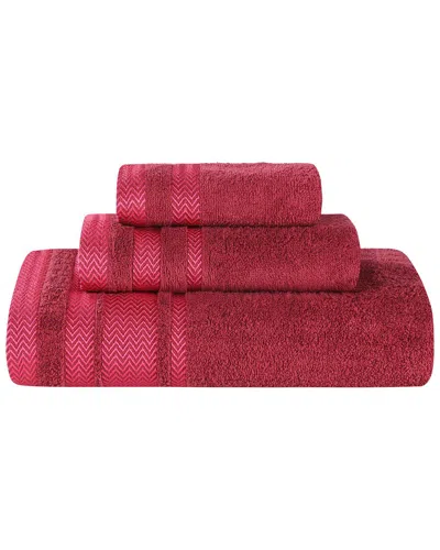 Superior 3pc Zero Twist Cotton Dobby Border Plush Soft Absorbent Towel Set