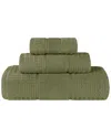 Superior 3pc Zero Twist Cotton Waffle Honeycomb Plush Soft Absorbent Towel Set In Green