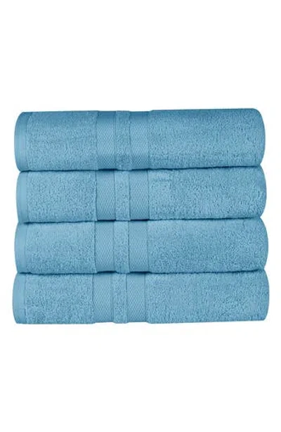 Superior 4-piece Turkish Cotton Bath Towels In Blue