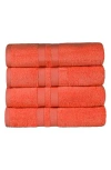 Superior Cotton Highly Absorbent Solid 4pc Quick-drying Bath Towel Set In Red
