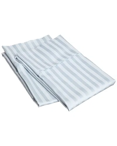 Superior 400 Thread Count Combed Cotton Striped Pillowcases In Blue