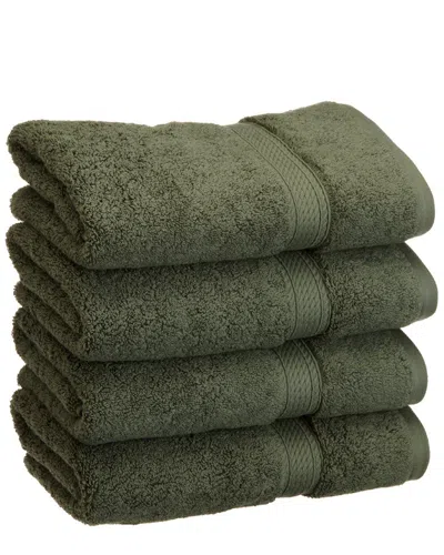 Superior 4pc Egyptian Cotton Hand Towel Set In Green