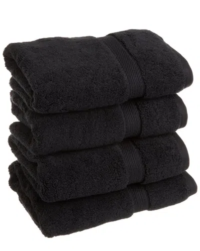 Superior 4pc Egyptian Cotton Hand Towel Set In Black