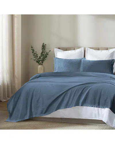 Superior 500 Thread Count Apus 100% Cotton Perfect Fit Deep Pocket Sheet Set In Blue