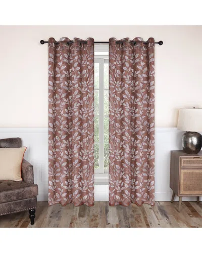 Superior 52x120 Leaves Modern Bohemian Blackout 2pc Curtain Panel Set In Brown