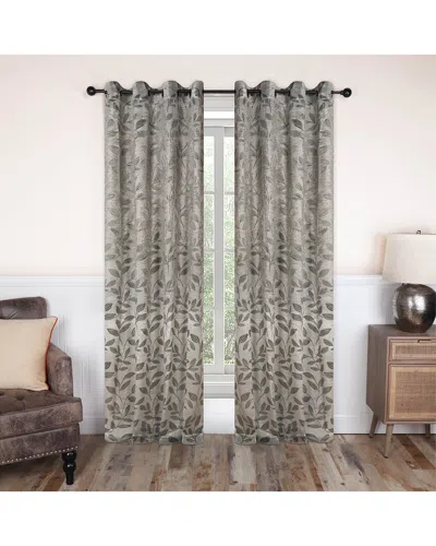 Superior 52x120 Leaves Modern Bohemian Blackout 2pc Curtain Panel Set In Gray
