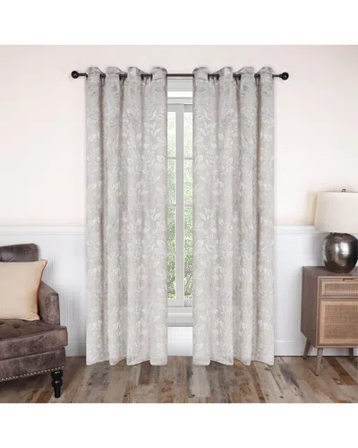 Superior 52x120 Leaves Modern Bohemian Blackout 2pc Curtain Panel Set In Ivory