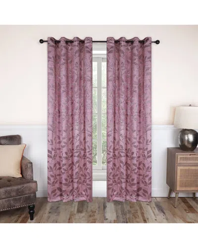 Superior 52x120 Leaves Modern Bohemian Blackout 2pc Curtain Panel Set In Pink